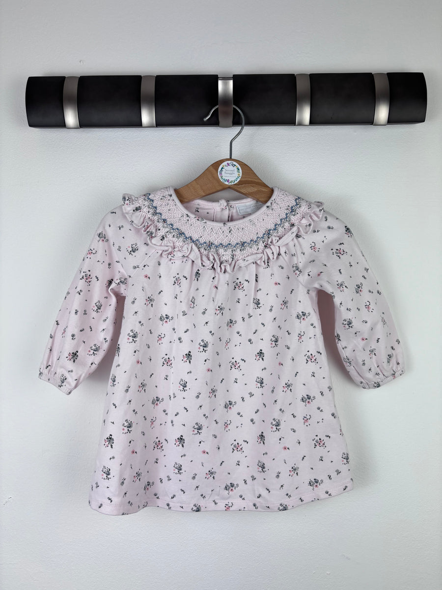 Little White Company Pink Floral Smocked Dress 3-6 Months-Dresses-Second Snuggle Preloved