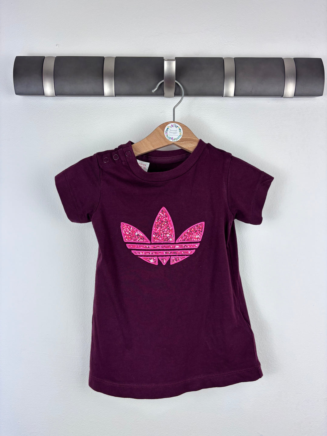 Adidas Burgundy Logo T-Shirt 3-6 Months-Dresses-Second Snuggle Preloved