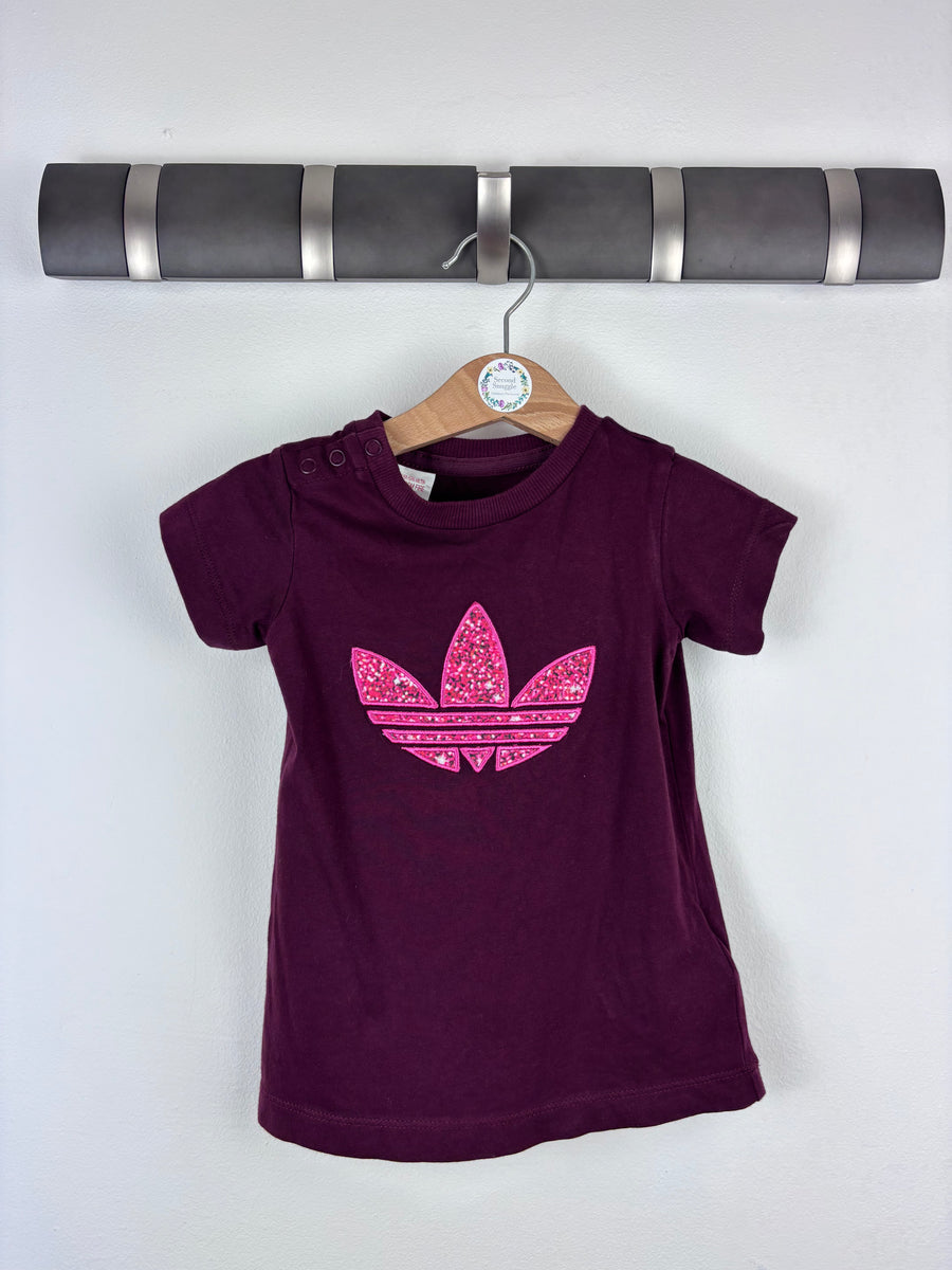 Adidas Burgundy Logo T-Shirt 3-6 Months-Dresses-Second Snuggle Preloved