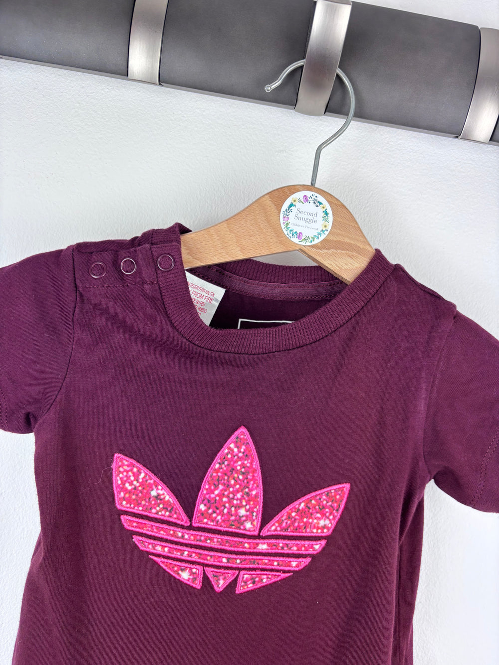 Adidas Burgundy Logo T-Shirt 3-6 Months-Dresses-Second Snuggle Preloved
