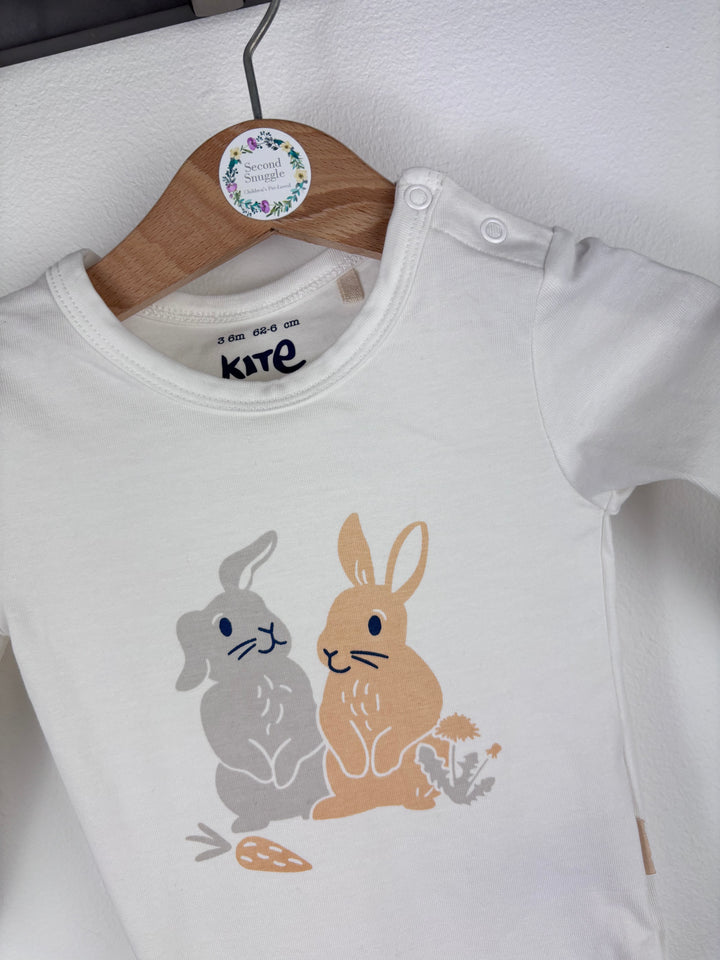 Kite White Bunny Long Sleeve Bodysuit 3-6 Months