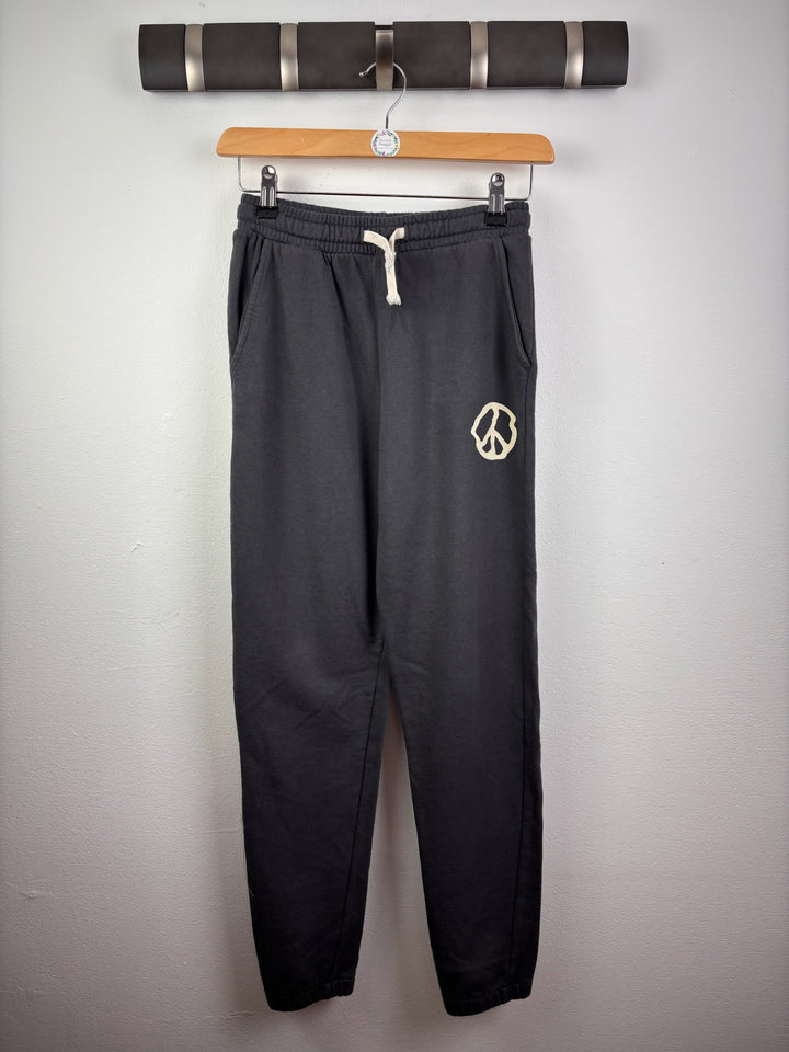 Tiny Whales Charcoal Peace Sign Joggers 10 Years-Trousers-Second Snuggle Preloved