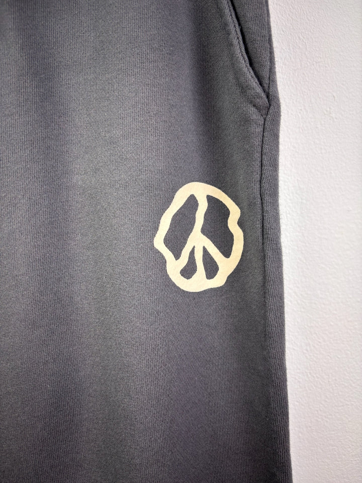 Tiny Whales Charcoal Peace Sign Joggers 10 Years-Trousers-Second Snuggle Preloved