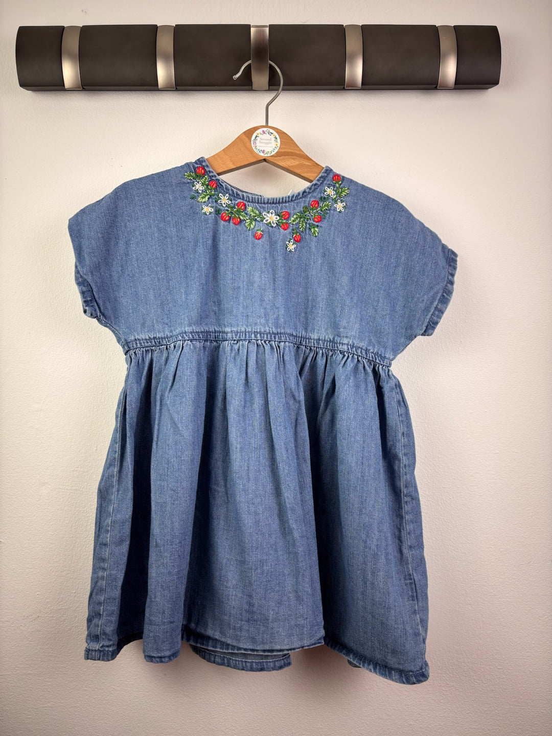 Next Blue Denim Embroidered Dress 18-24 Months-Dresses-Second Snuggle Preloved