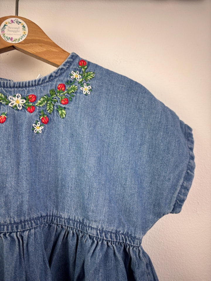 Next Blue Denim Embroidered Dress 18-24 Months-Dresses-Second Snuggle Preloved