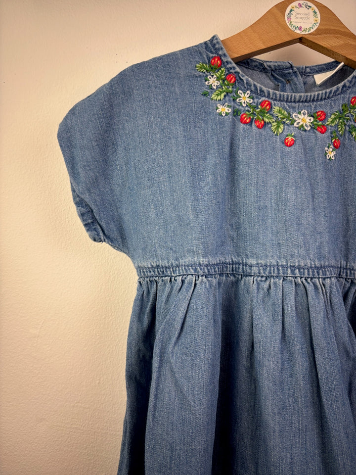 Next Blue Denim Embroidered Dress 18-24 Months-Dresses-Second Snuggle Preloved