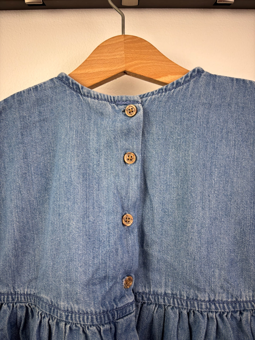 Next Blue Denim Embroidered Dress 18-24 Months-Dresses-Second Snuggle Preloved