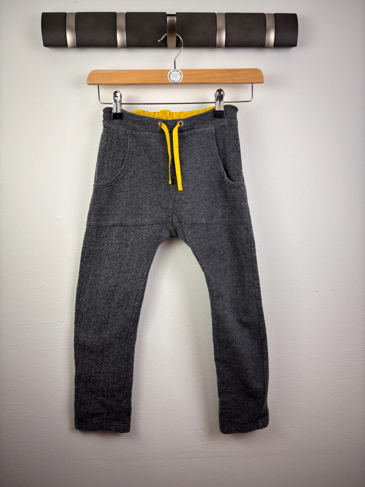 Alba Grey Joggers With Yellow Drawstring 7-8 Years 128 cm-Leggings-Second Snuggle Preloved