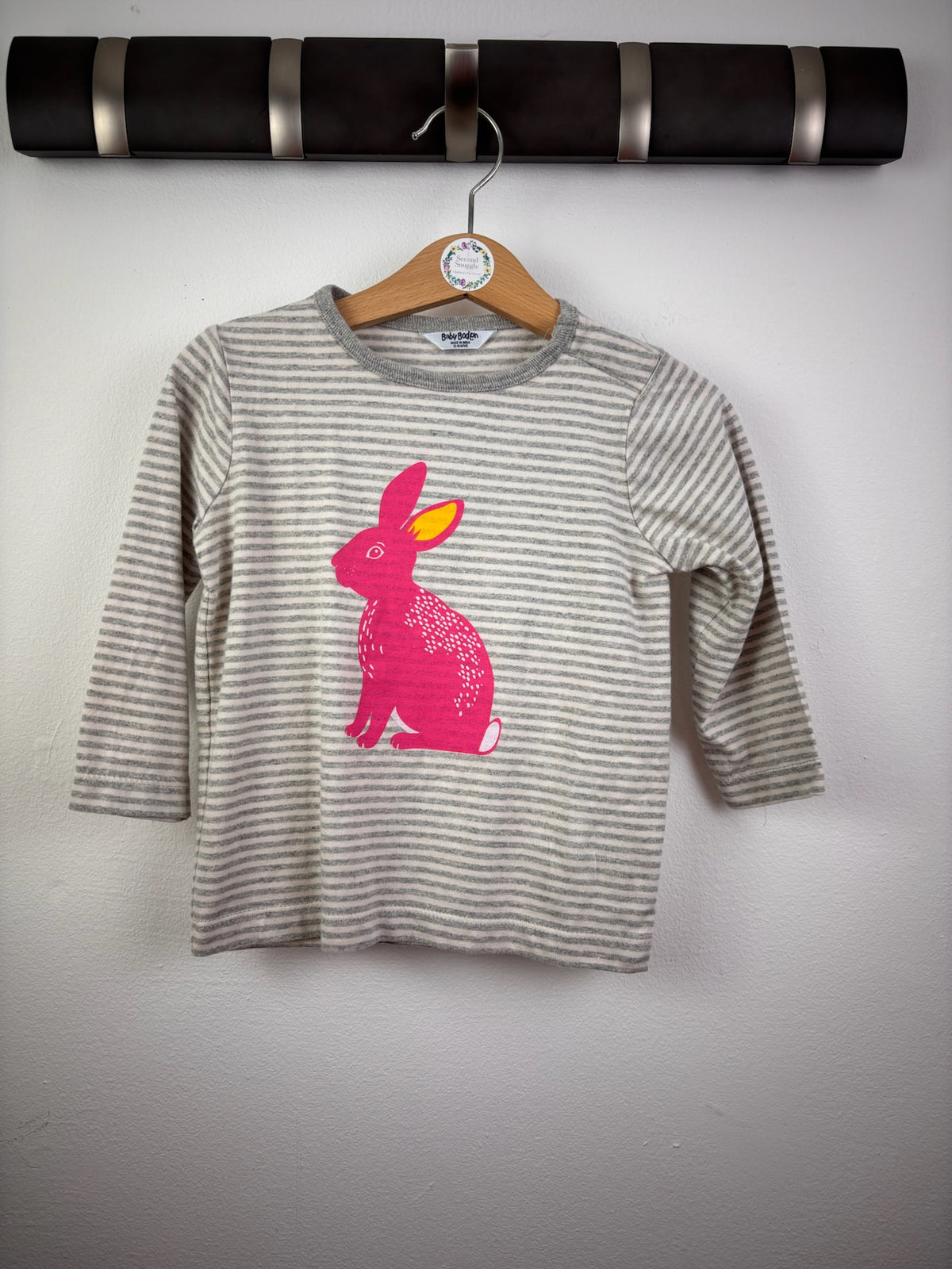 Baby Boden Grey Stripe Rabbit Top 12-18 Months-Tops-Second Snuggle Preloved