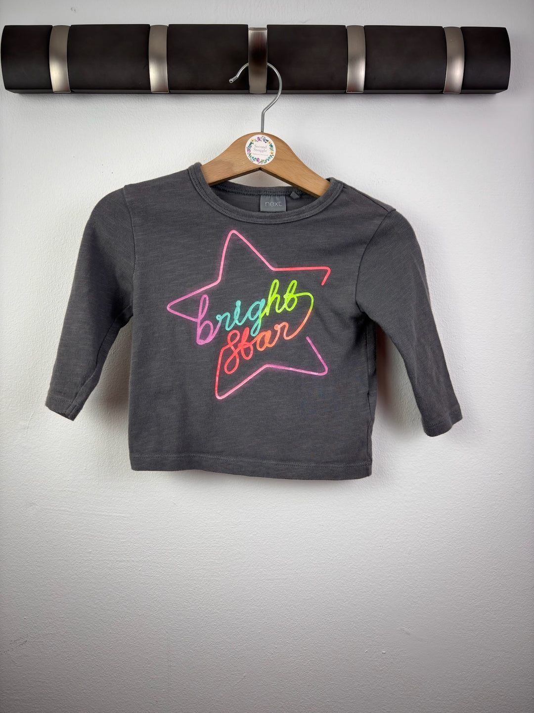 Next Grey Bright Star Long Sleeve Top 3-6 Months-Tops-Second Snuggle Preloved