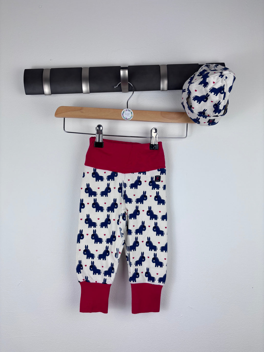 Polarn O Pyret Bunny Print Trousers and Hat 2-4 Months-Leggings-Second Snuggle Preloved