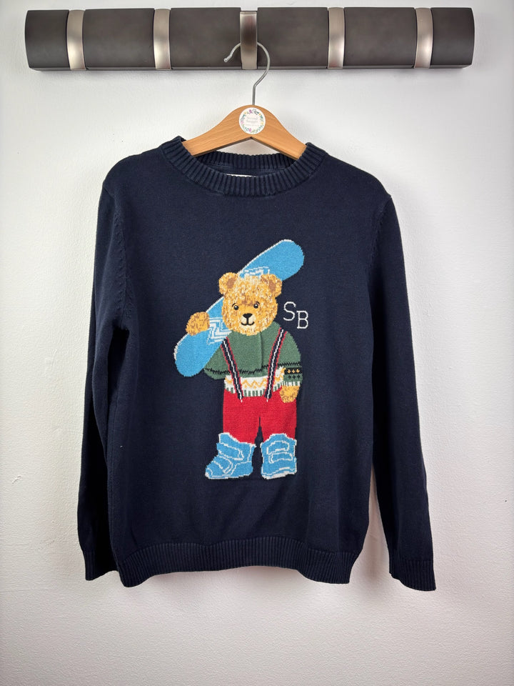M&amp;S Navy Ski Bear Knitted Jumper 7-8 Years-Jumpers-Second Snuggle Preloved