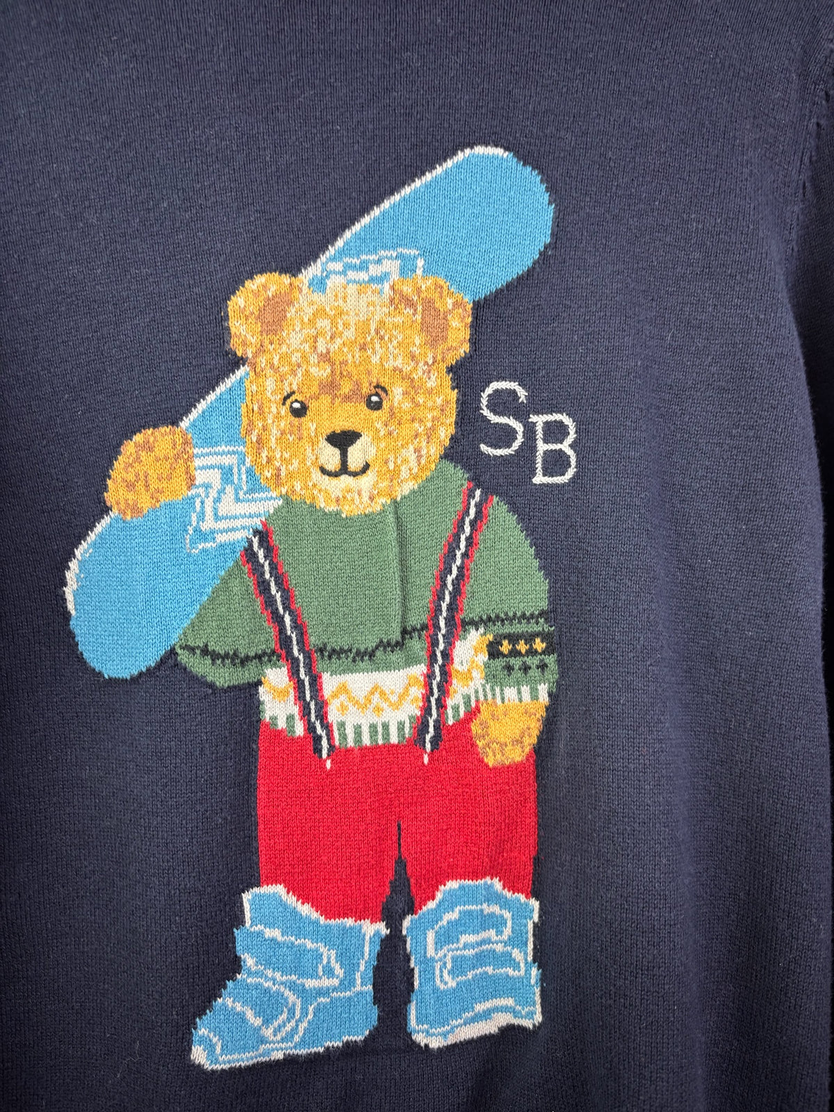 M&S Navy Ski Bear Knitted Jumper 7-8 Years-Jumpers-Second Snuggle Preloved