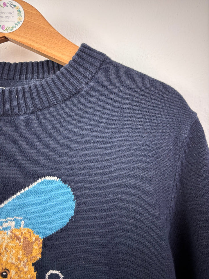 M&amp;S Navy Ski Bear Knitted Jumper 7-8 Years-Jumpers-Second Snuggle Preloved