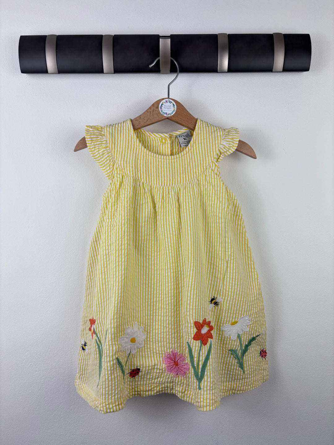 Frugi Yellow Striped Dress 12-18 Months-Dresses-Second Snuggle Preloved