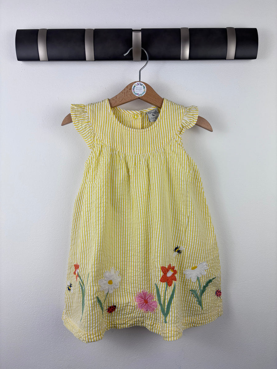 Frugi Yellow Striped Dress 12-18 Months-Dresses-Second Snuggle Preloved
