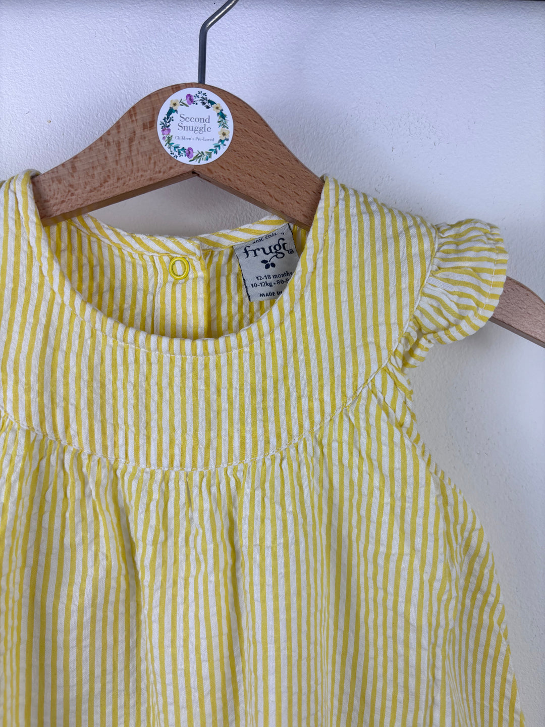 Frugi Yellow Striped Dress 12-18 Months-Dresses-Second Snuggle Preloved