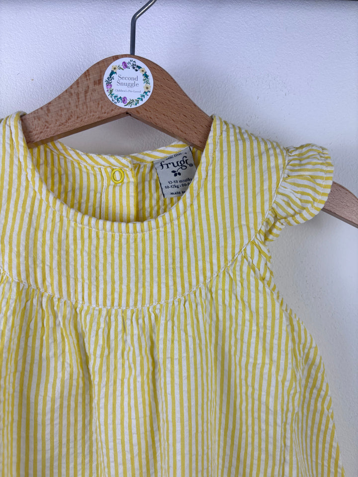 Frugi Yellow Striped Dress 12-18 Months-Dresses-Second Snuggle Preloved