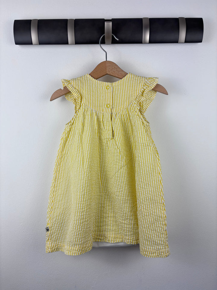Frugi Yellow Striped Dress 12-18 Months-Dresses-Second Snuggle Preloved