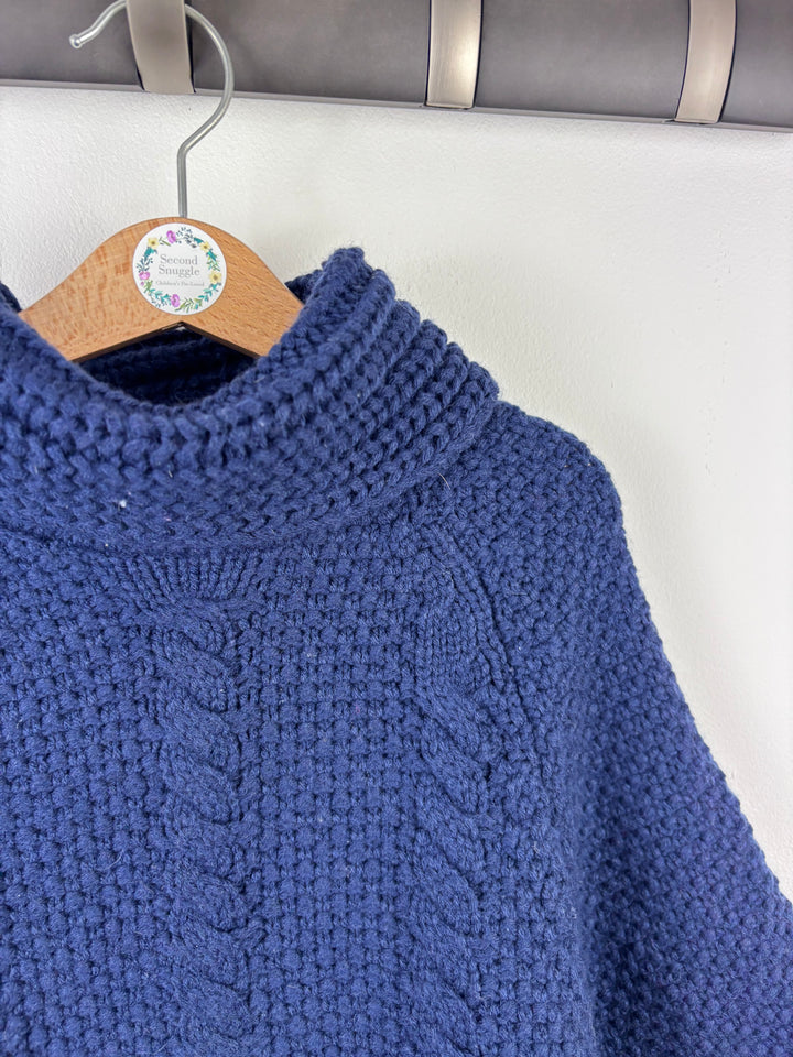 Joules Navy Knit Poncho 5-6 Years-Ponchos-Second Snuggle Preloved