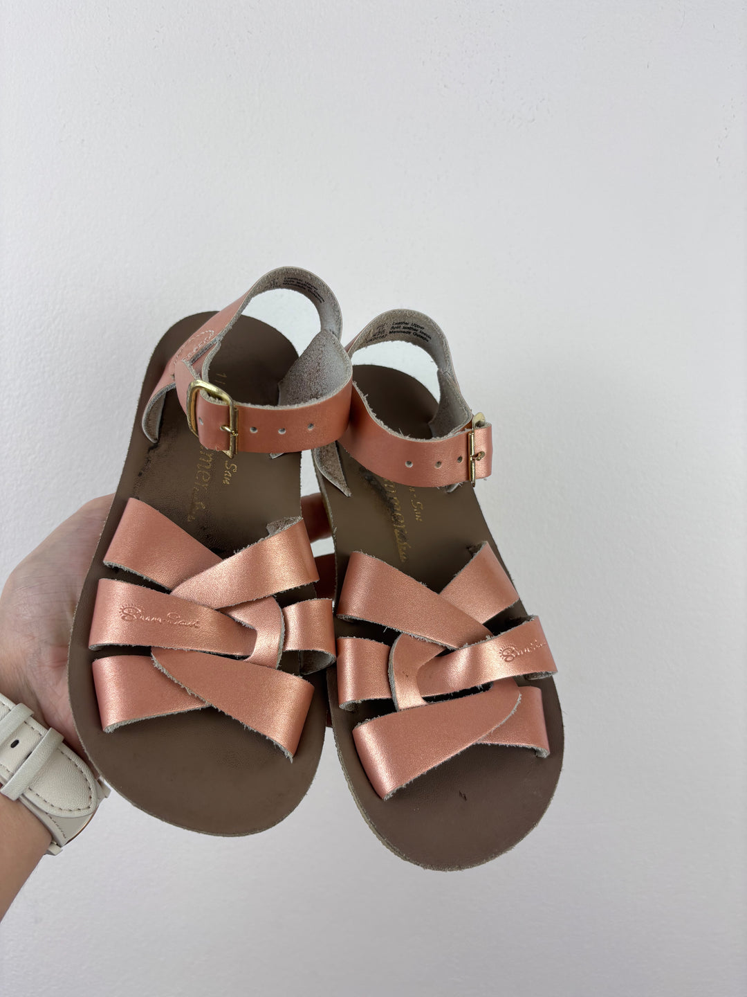 Salt-Water Rose Gold Sandals Size 11 (UK 10)-Sandals-Second Snuggle Preloved