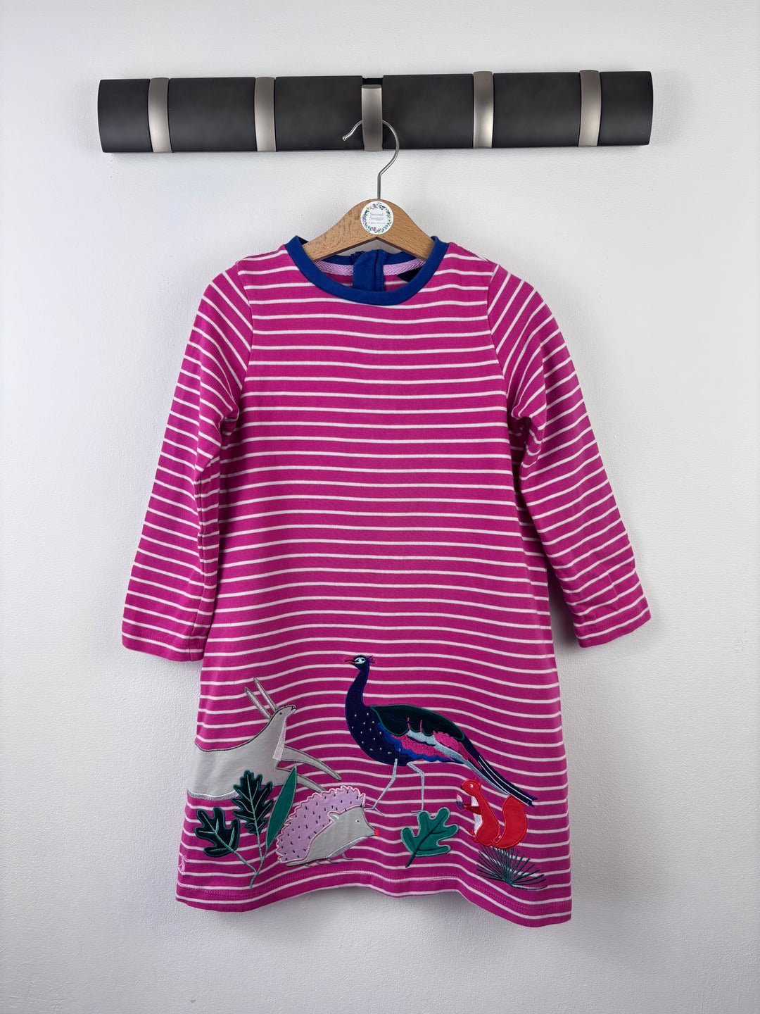 Joules Striped Animal Applique Dress 5 Years-Dresses-Second Snuggle Preloved