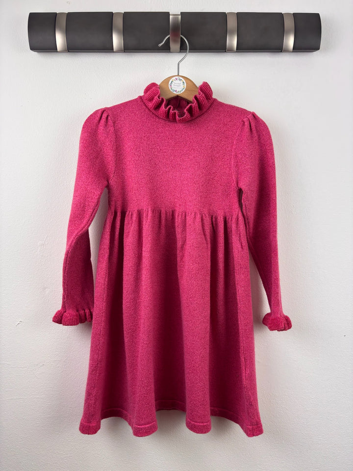 M&amp;S Pink Knitted Dress Ruffle Neck 4-5 Years-Dresses-Second Snuggle Preloved