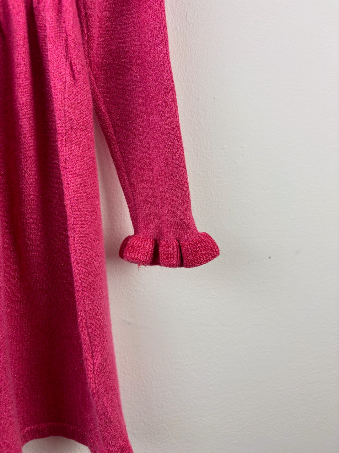 M&amp;S Pink Knitted Dress Ruffle Neck 4-5 Years-Dresses-Second Snuggle Preloved
