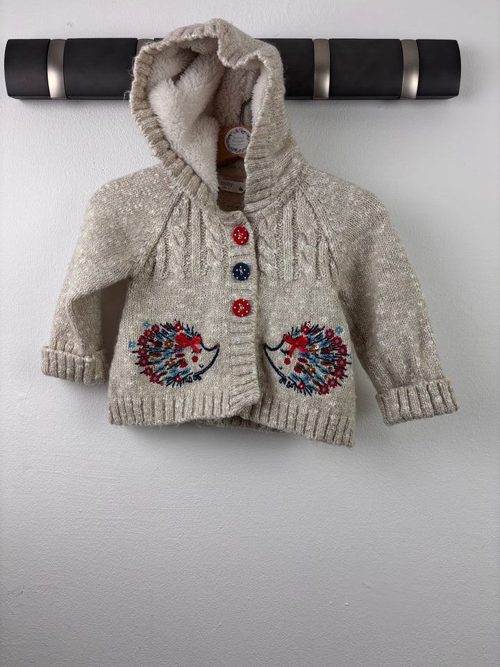 M&amp;Co Cream Hedgehog Hooded Cardigan 3-6 Months-Jackets-Second Snuggle Preloved