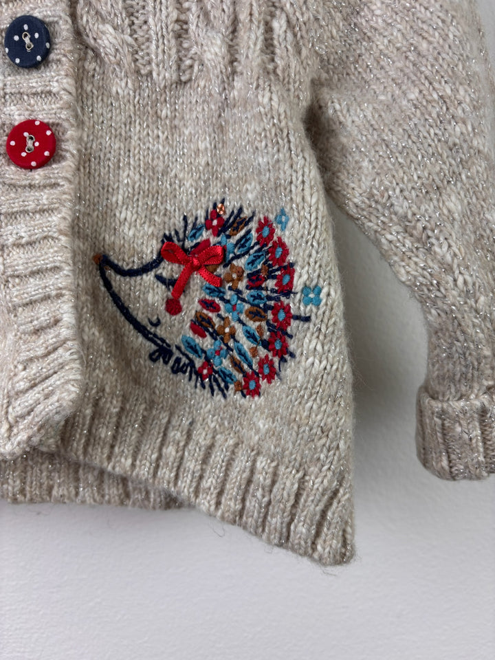 M&amp;Co Cream Hedgehog Hooded Cardigan 3-6 Months-Jackets-Second Snuggle Preloved