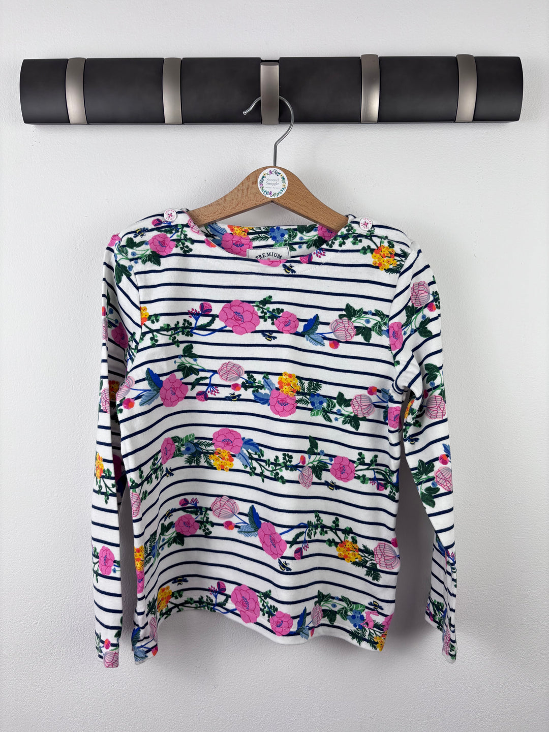 Joules Floral Stripe Long Sleeve Top 6 Years-Tops-Second Snuggle Preloved