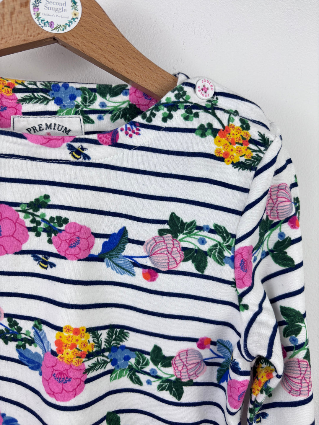 Joules Floral Stripe Long Sleeve Top 6 Years-Tops-Second Snuggle Preloved
