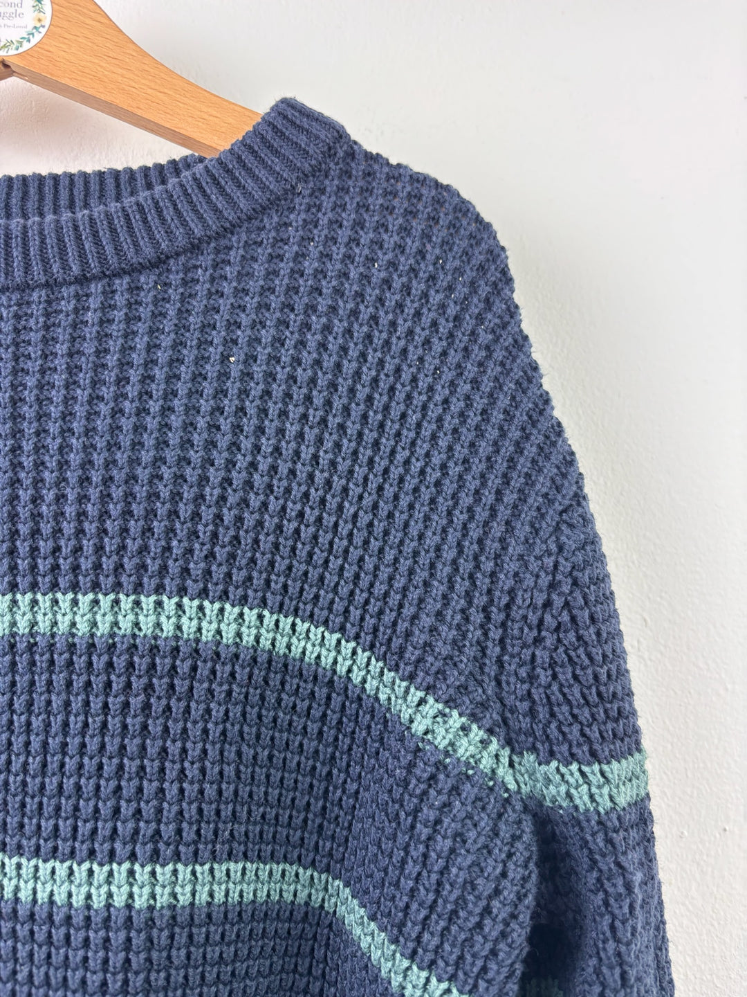 M&amp;S Navy Striped Waffle Knit Jumper 9-10 Years-Jumpers-Second Snuggle Preloved