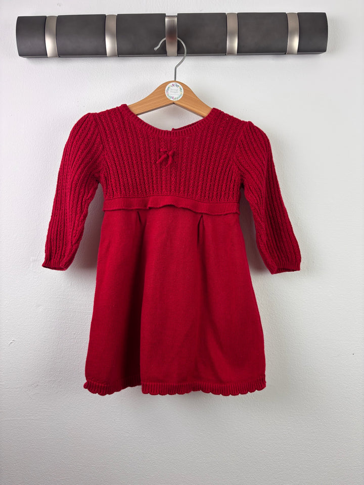 Emile et Rose Red Knitted Dress Bow Detail 6 Months-Dresses-Second Snuggle Preloved