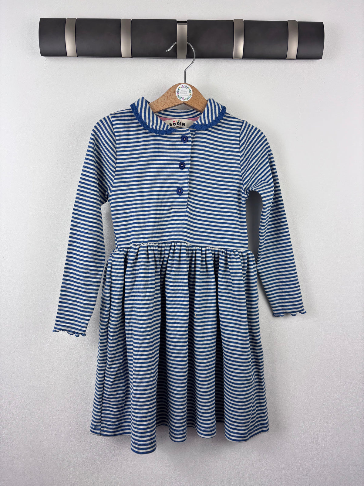 Boden Blue Stripe Long Sleeve Dress-Dresses-Second Snuggle Preloved