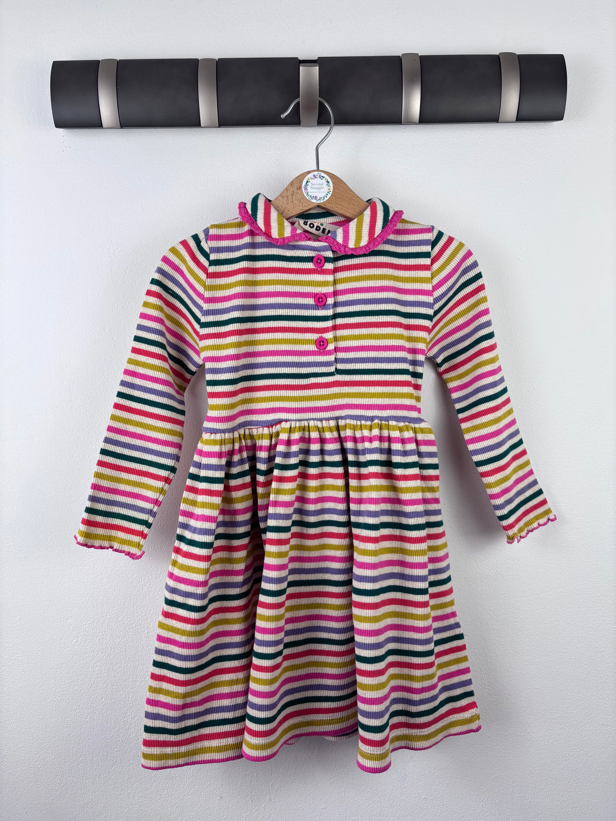 Boden Rainbow Stripe Long Sleeve Dress-Dresses-Second Snuggle Preloved