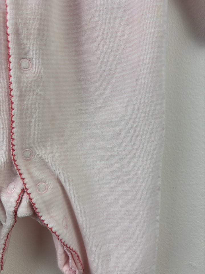 M&amp;S Pink Striped Collared Sleepsuit 6-9 Months-Sleepsuits-Second Snuggle Preloved
