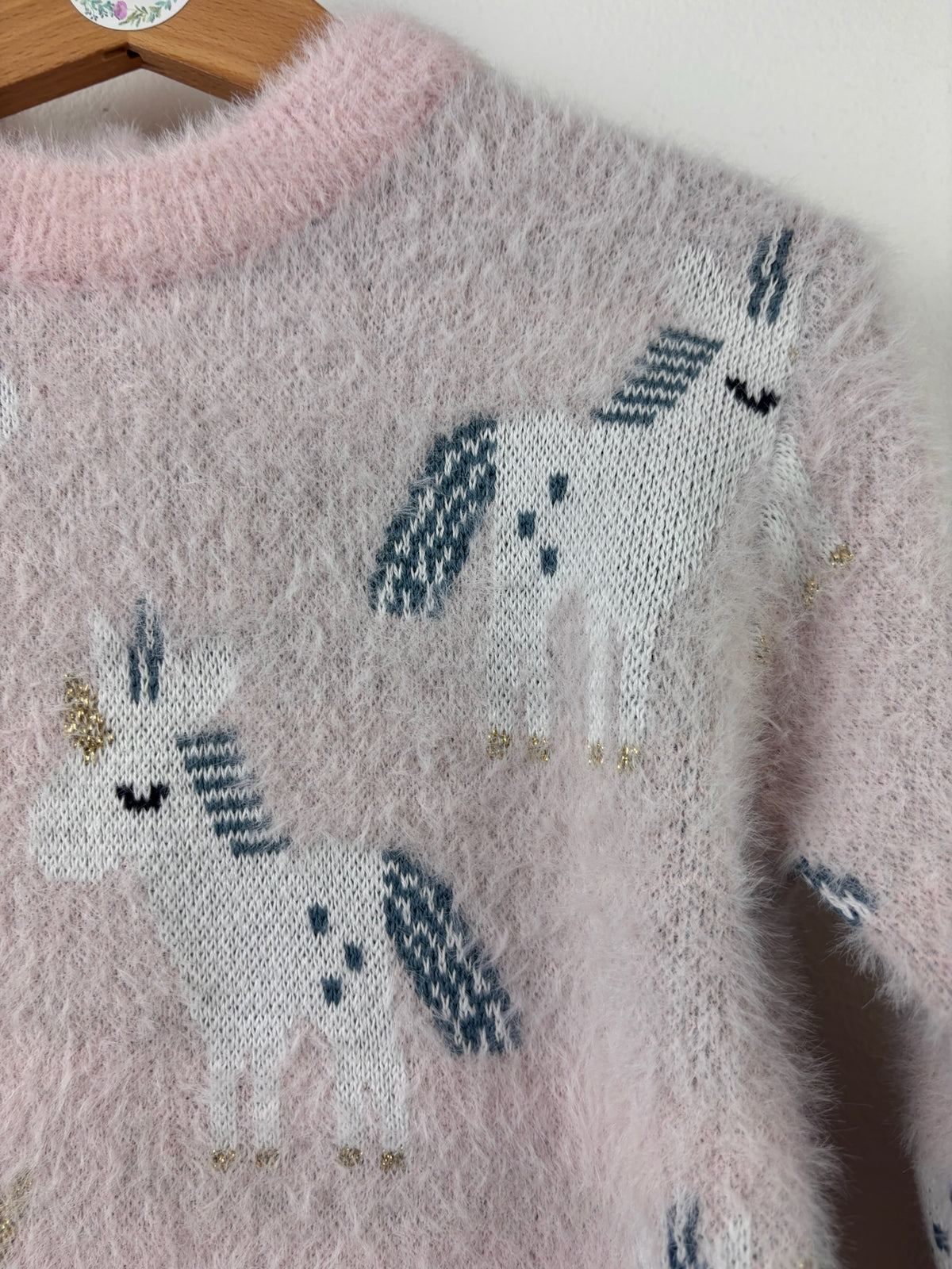 M&S Pink Fluffy Unicorn Jumper 18-24 Months-Jumpers-Second Snuggle Preloved
