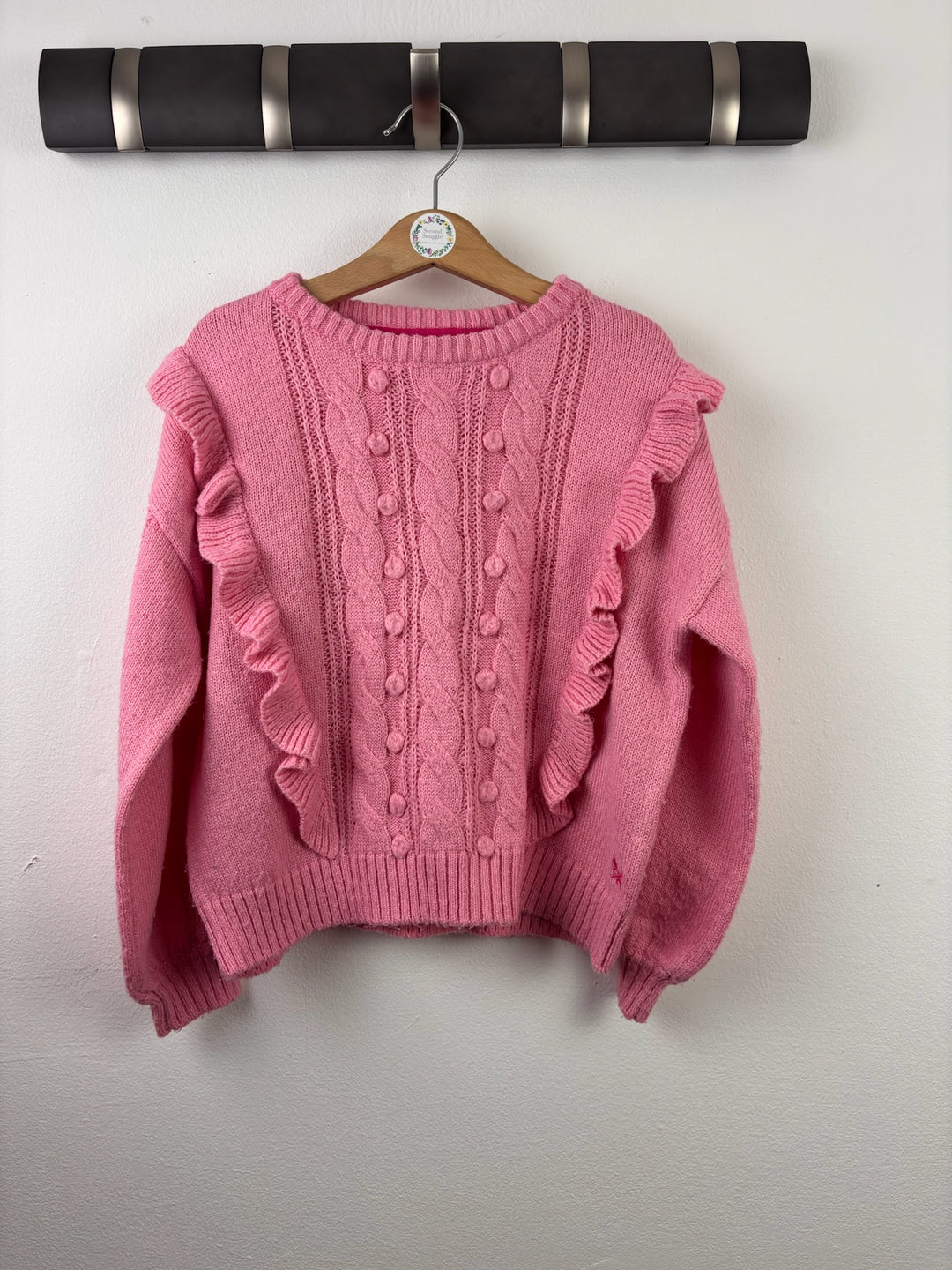 Crew Clothing Pink Ruffle Cable Knit Jumper 6-7 Years-Jumpers-Second Snuggle Preloved