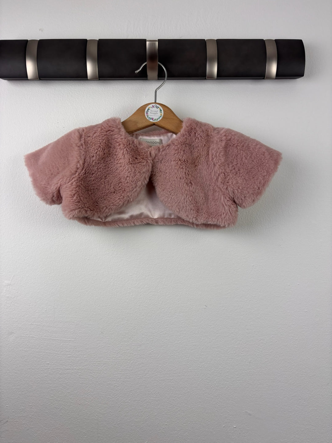 Monsoon Pink Faux Fur Bolero 3-6 Months-Cardigans-Second Snuggle Preloved