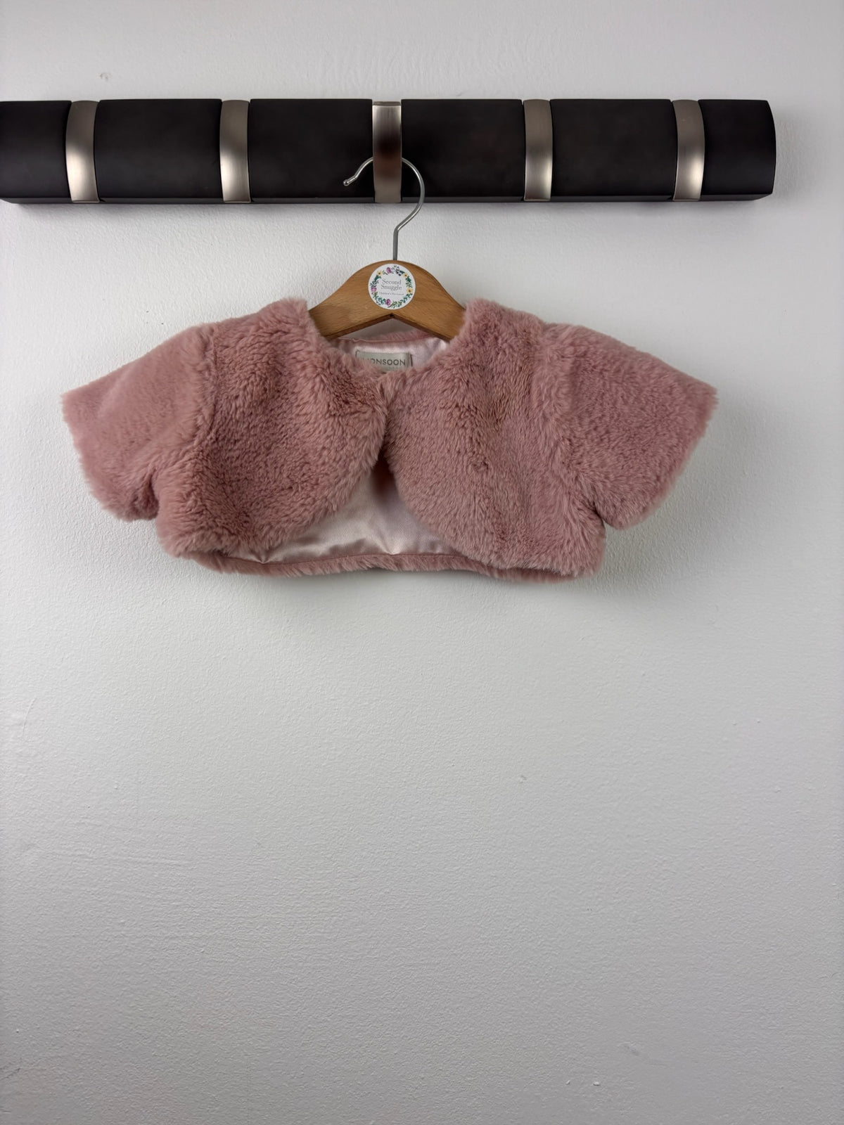 Monsoon Pink Faux Fur Bolero 3-6 Months-Cardigans-Second Snuggle Preloved