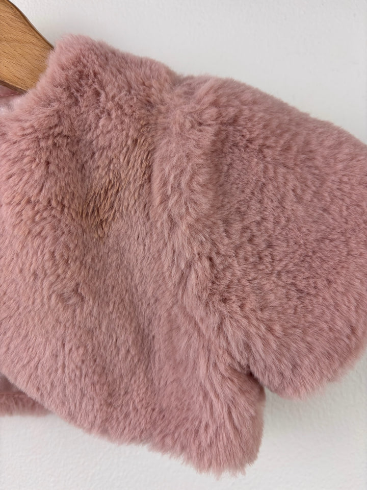 Monsoon Pink Faux Fur Bolero 3-6 Months-Cardigans-Second Snuggle Preloved