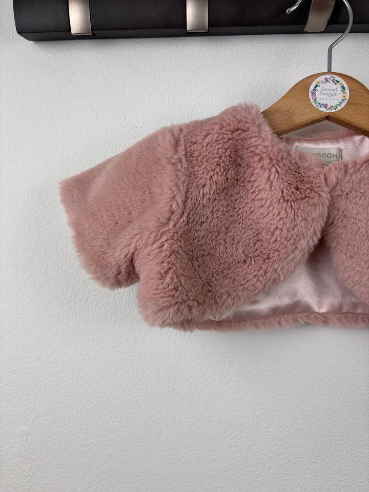 Monsoon Pink Faux Fur Bolero 3-6 Months-Cardigans-Second Snuggle Preloved