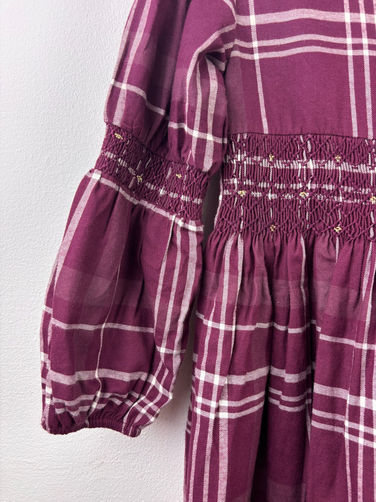 John Lewis Purple Check Smocked Dress 6 Years-Dresses-Second Snuggle Preloved