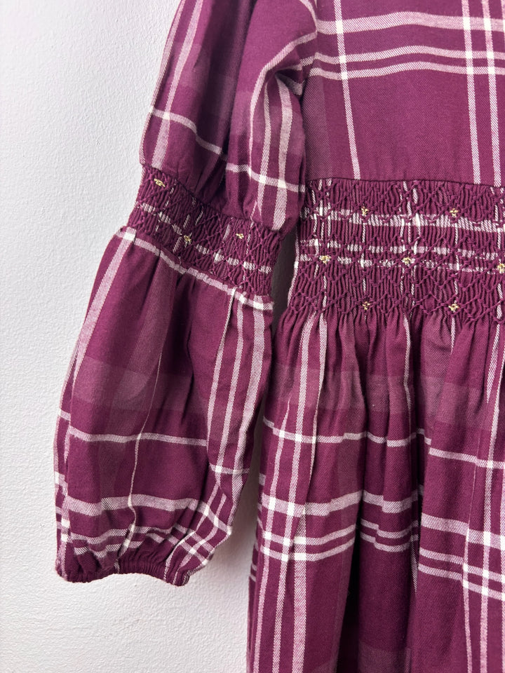 John Lewis Purple Check Smocked Dress 6 Years-Dresses-Second Snuggle Preloved