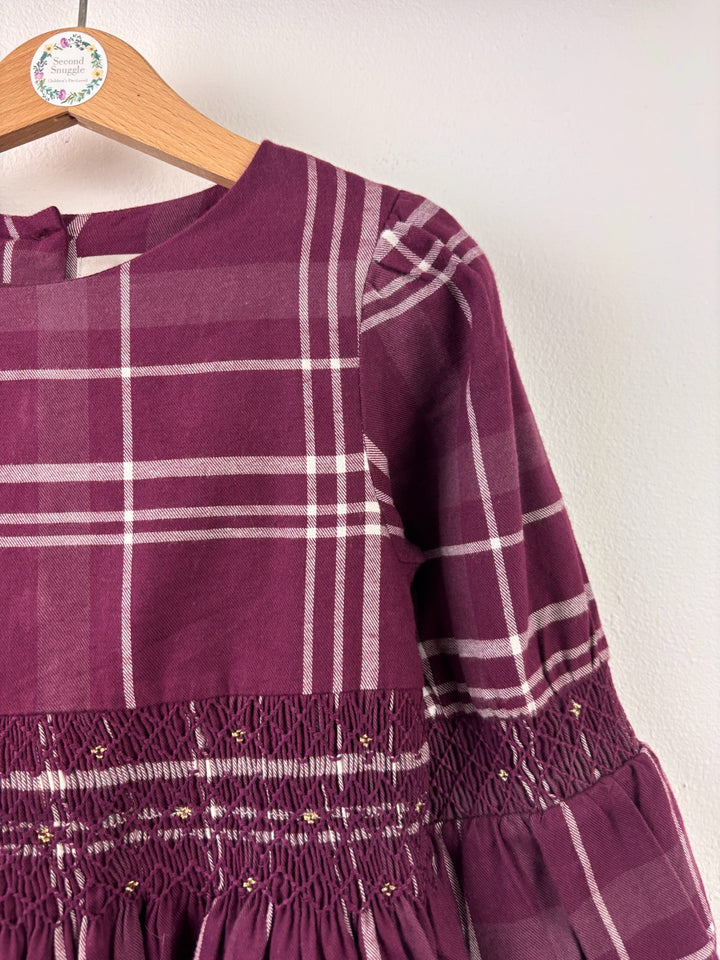 John Lewis Purple Check Smocked Dress 6 Years-Dresses-Second Snuggle Preloved