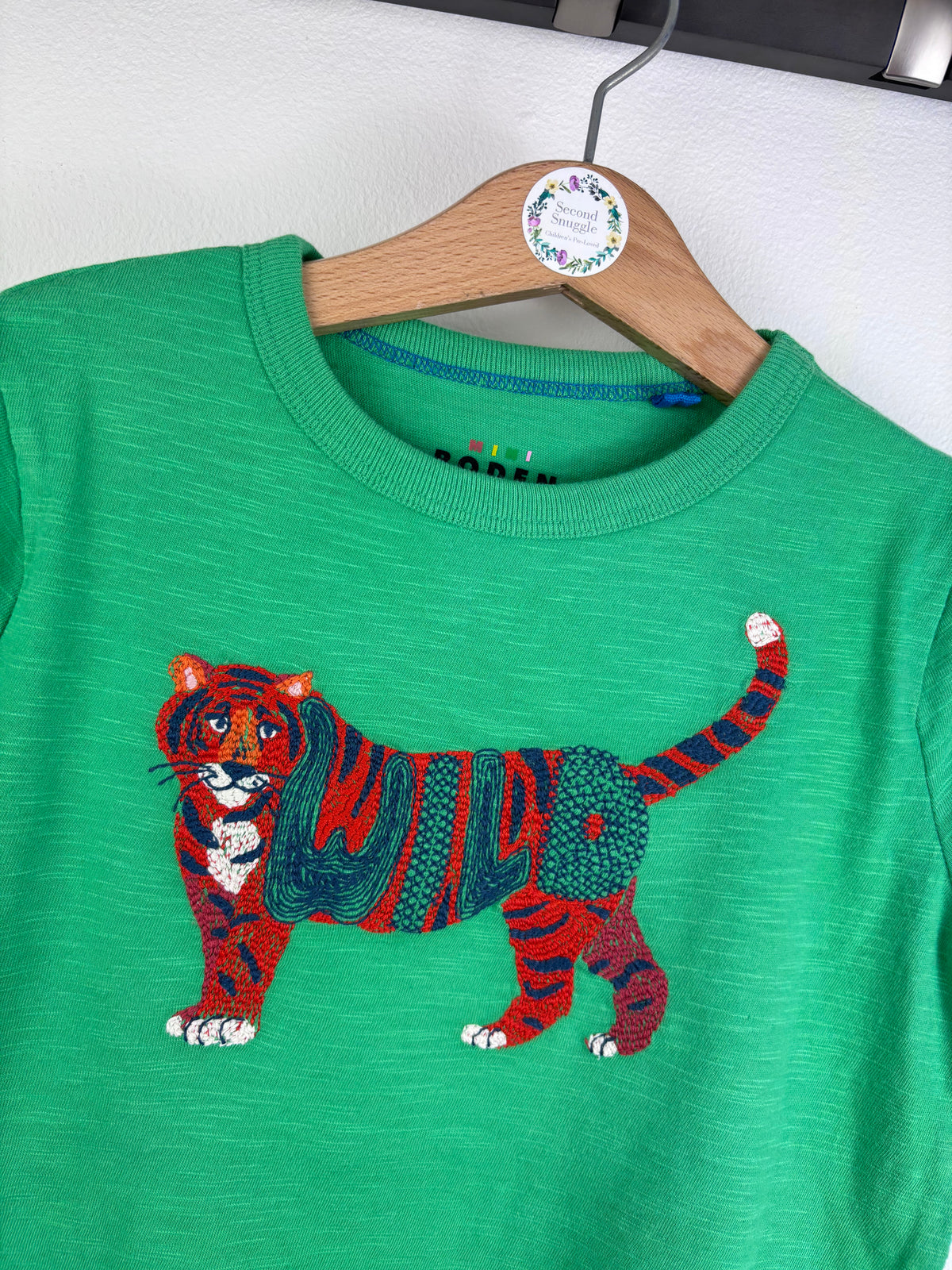 Boden Green Tiger Appliqué T-Shirt-Tops-Second Snuggle Preloved