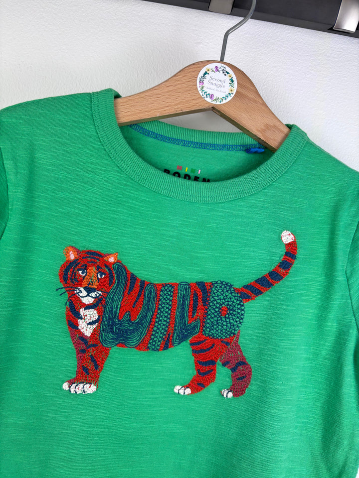 Boden Green Tiger Appliqué T-Shirt