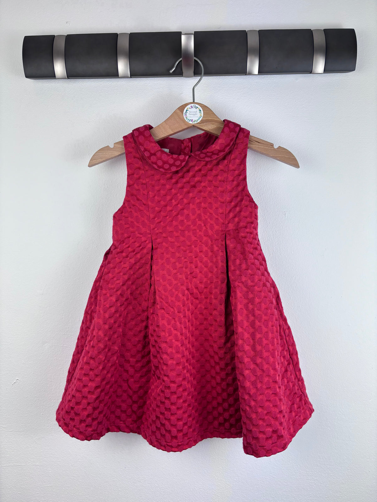 Next Red Textured Dress 12-18 Months-Dresses-Second Snuggle Preloved