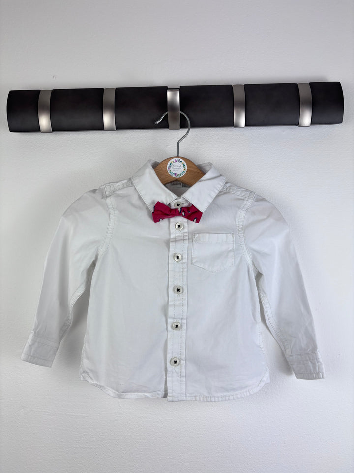 John Lewis White Shirt with Bow Tie 9-12 Months